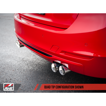 AWE Tuning BMW F3X N20/N26 328i/428i Touring Edition Exhaust Quad Outlet - 80mm Chrome Silver Tips