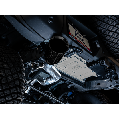 AWE Tuning 2021+ Ford Bronco 0FG Single Rear Exit Exhaust w/Diamond Black Tip & Bash Guard