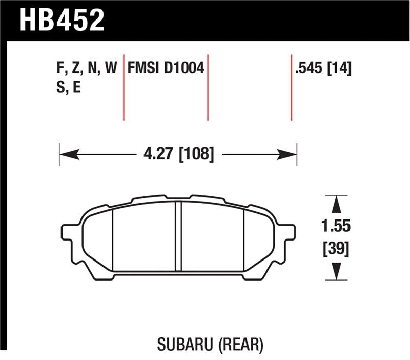 Hawk 03-05 WRX D1004 Performance Ceramic Street Rear Brake Pads