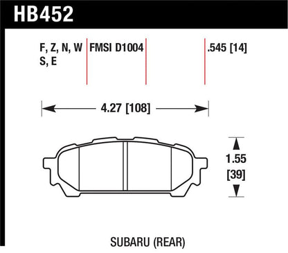 Hawk 03-05 WRX D1004 Performance Ceramic Street Rear Brake Pads