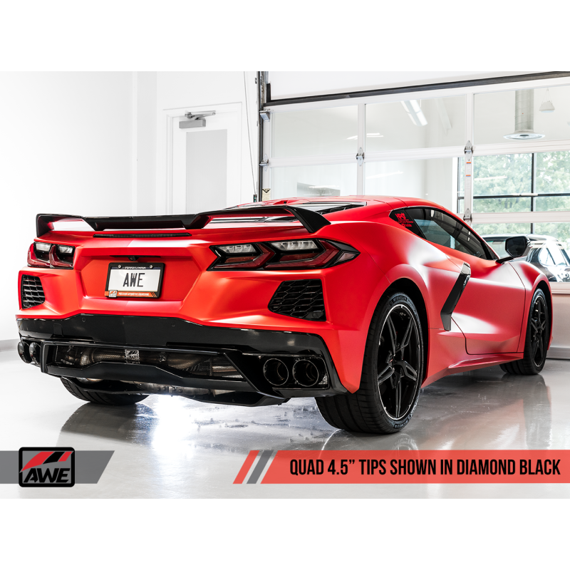 AWE Tuning 2020 Chevrolet Corvette (C8) Track Edition Exhaust - Quad Diamond Black Tips