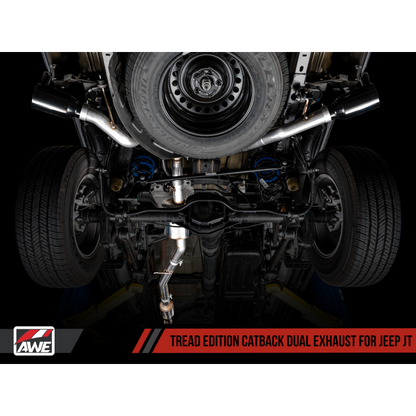 AWE Tuning 20-21 Jeep Gladiator JT 3.6L Tread Edition Cat-Back Dual Exhaust - Diamond Black Tip