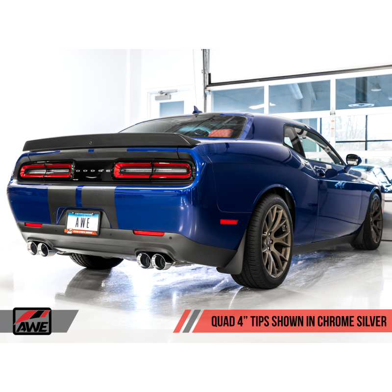 AWE Tuning 2017+ Dodge Challenger 5.7L Track Edition Exhaust - Chrome Silver Quad Tips