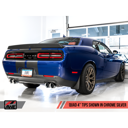 AWE Tuning 2017+ Challenger 5.7L Touring Edition Exhaust - Non-Resonated - Chrome Silver Quad Tips