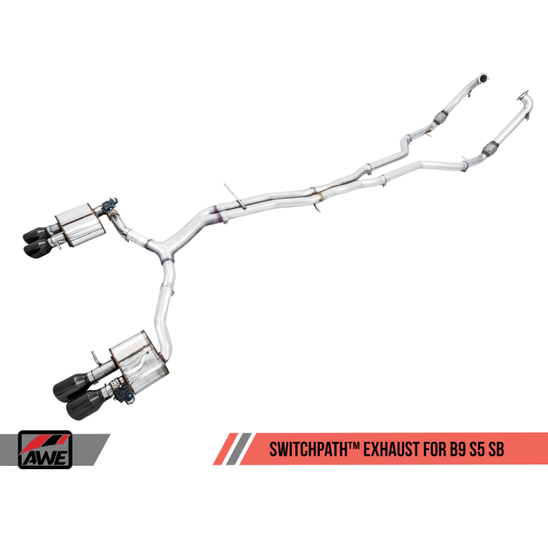 AWE Tuning Audi B9 S5 Sportback SwitchPath Exhaust - Non-Resonated (Black 102mm Tips)