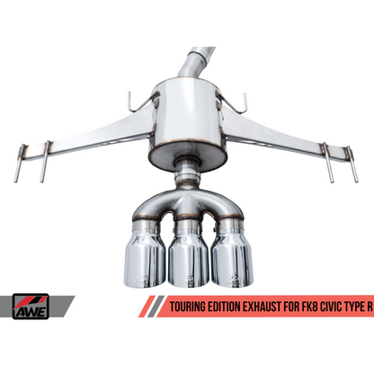 AWE Tuning 2017+ Honda Civic Type R Touring Edition Exhaust w/Front & Mid Pipes - Chrome Silver Tips