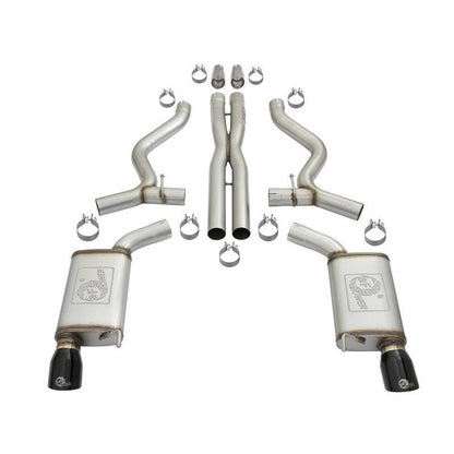 aFe MACHForce XP 3in 304 SS Cat-Back Exhausts w/ Black Tips 15-17 Ford Mustang GT V8-5.0L/V6-3.7L