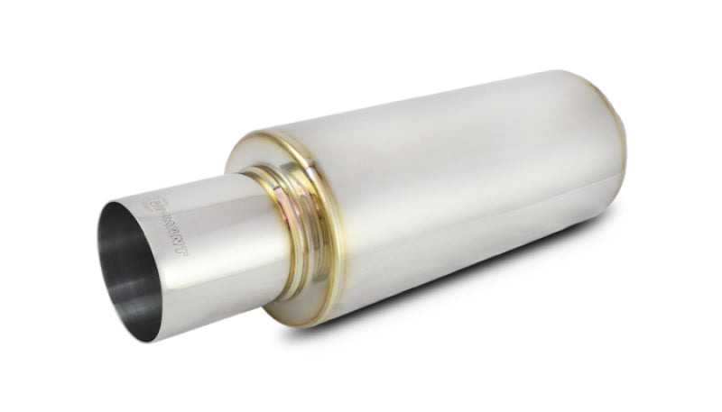 Vibrant TPV Turbo Round Muffler (23in Long) with 4in Round Tip Straight Cut - 3in inlet I.D.
