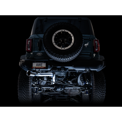 AWE Tuning 2021+ Ford Bronco 0FG Single Rear Exit Exhaust w/Chrome Silver Tip & Bash Guard