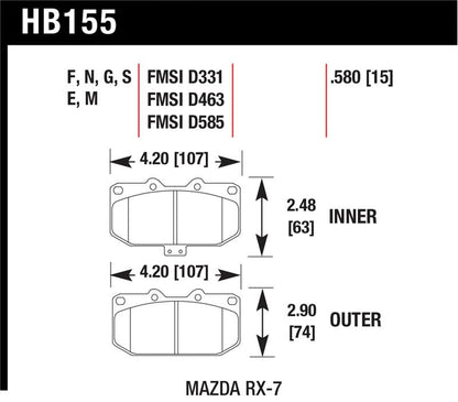 Hawk 93-95 Mazda RX-7 Blue 9012 Front Brake Pads