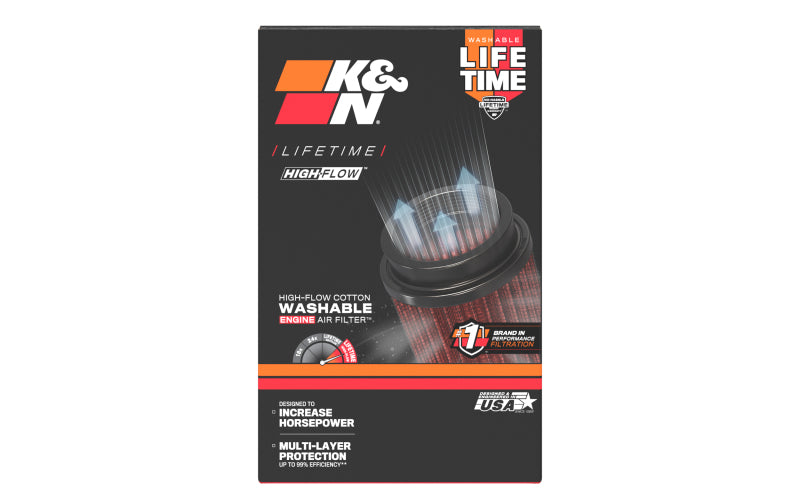 K&N Filter Universal Rubber Round Air Filter 20 Deg Flange Angle 2.25in Flange ID x 3.5in OD x 6in H