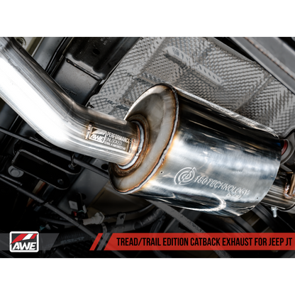 AWE Tuning 20-21 Jeep Gladiator JT 3.6L Tread Edition Cat-Back Dual Exhaust - Diamond Black Tip