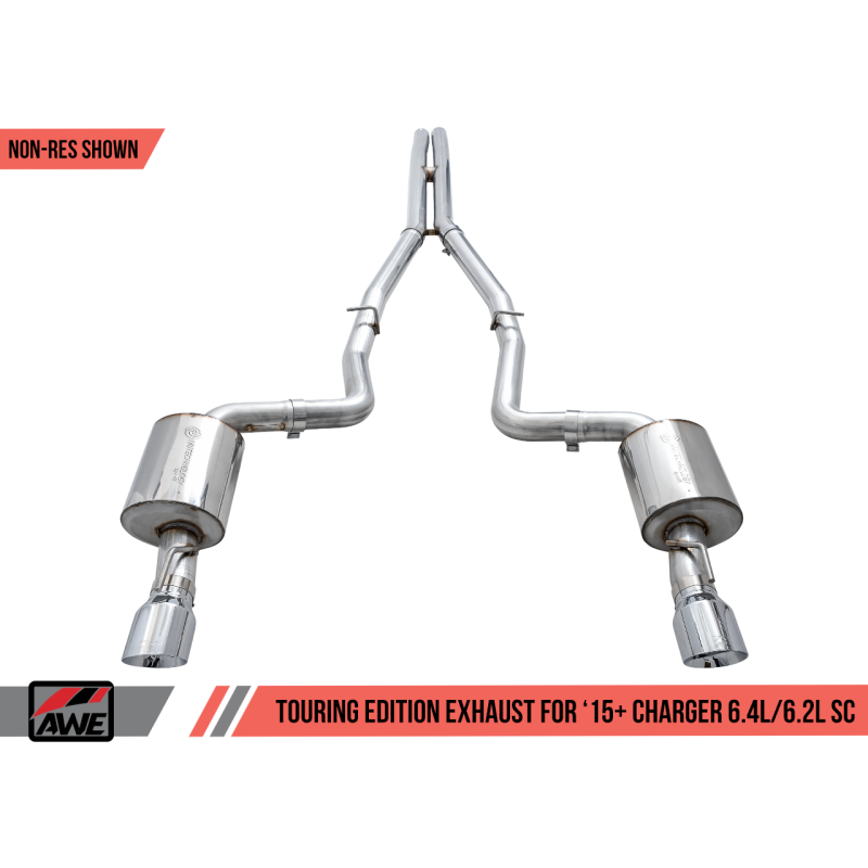 AWE Tuning 2015+ Dodge Charger 6.4L/6.2L SC Non-Resonated Touring Edition Exhaust - Silver Tips