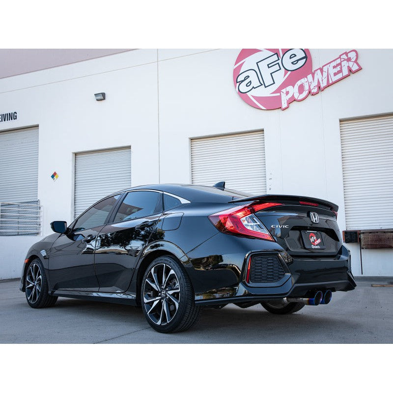 aFe Takeda 2.5in 304 SS Cat-Back Exhaust System w/ Blue Tips 17-20 Honda Civic Si Sedan I4 1.5L