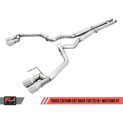 AWE Tuning 2018+ Ford Mustang GT (S550) Cat-back Exhaust - Track Edition (Quad Chrome Silver Tips)