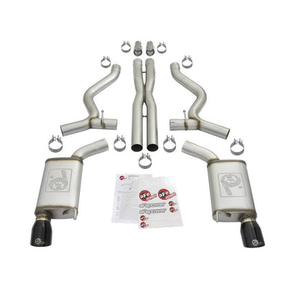 aFe MACHForce XP 3in 304 SS Cat-Back Exhausts w/ Black Tips 15-17 Ford Mustang GT V8-5.0L/V6-3.7L
