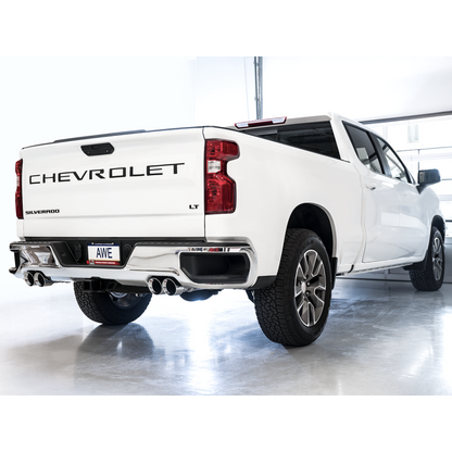AWE Tuning 4th Gen GM 1500 5.3L 0FG Catback Split Rear Exit (w/ Bumper Cutouts) - Quad Chrome Tips