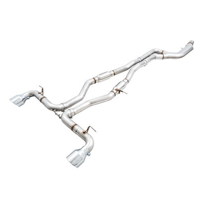 AWE Tuning 2020+ Toyota Supra A90 Resonated Touring Edition Exhaust - 5in Chrome Silver Tips