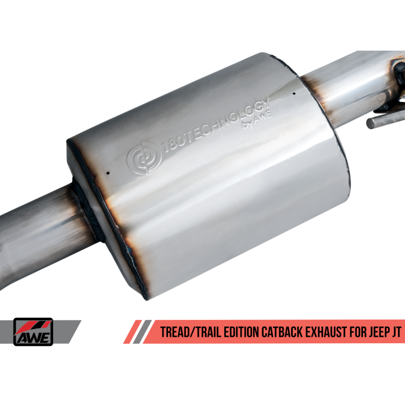 AWE Tuning 20-21 Jeep Gladiator JT 3.6L Tread Edition Cat-Back Single Side Exhaust - Diamond Blk Ti