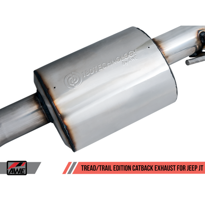 AWE Tuning 20-21 Jeep Gladiator JT 3.6L Tread Edition Cat-Back Single Side Exhaust - Diamond Blk Ti