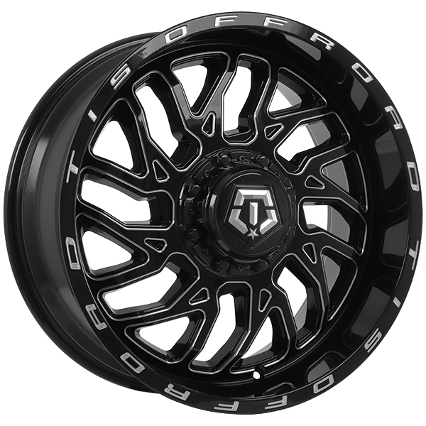 TIS Wheels 544 Gloss Black - Milled Edge 22x10 +10 6x135|6x139.7mm 108.1mm