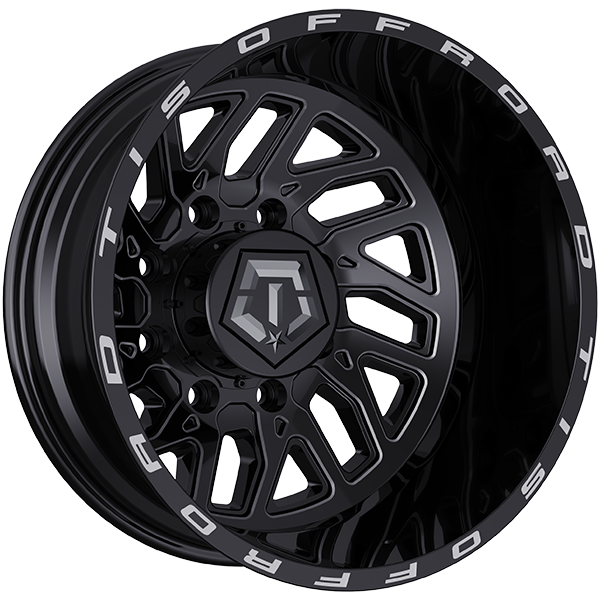 TIS Wheels 544 Gloss Black - Milled Edge 22x8.3 -198 8x210mm 154.3mm