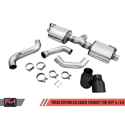 AWE Tuning 2018+ Jeep Wrangler JL/JLU Tread Edition Axle-Back Dual Exhaust - Diamond Black Tips