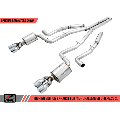 AWE Tuning 2015+ Dodge Challenger 6.4L/6.2L SC Track Edition Exhaust - Quad Chrome Silver Tips