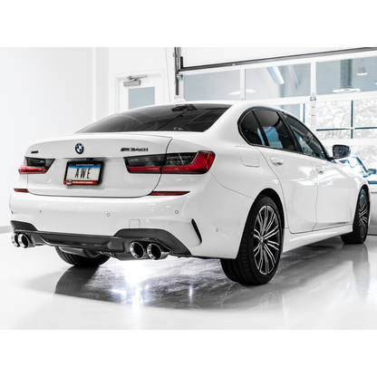 AWE Tuning 2019+ BMW M340i (G20) Non-Resonated Touring Edition Exhaust - Quad Chrome Silver Tips