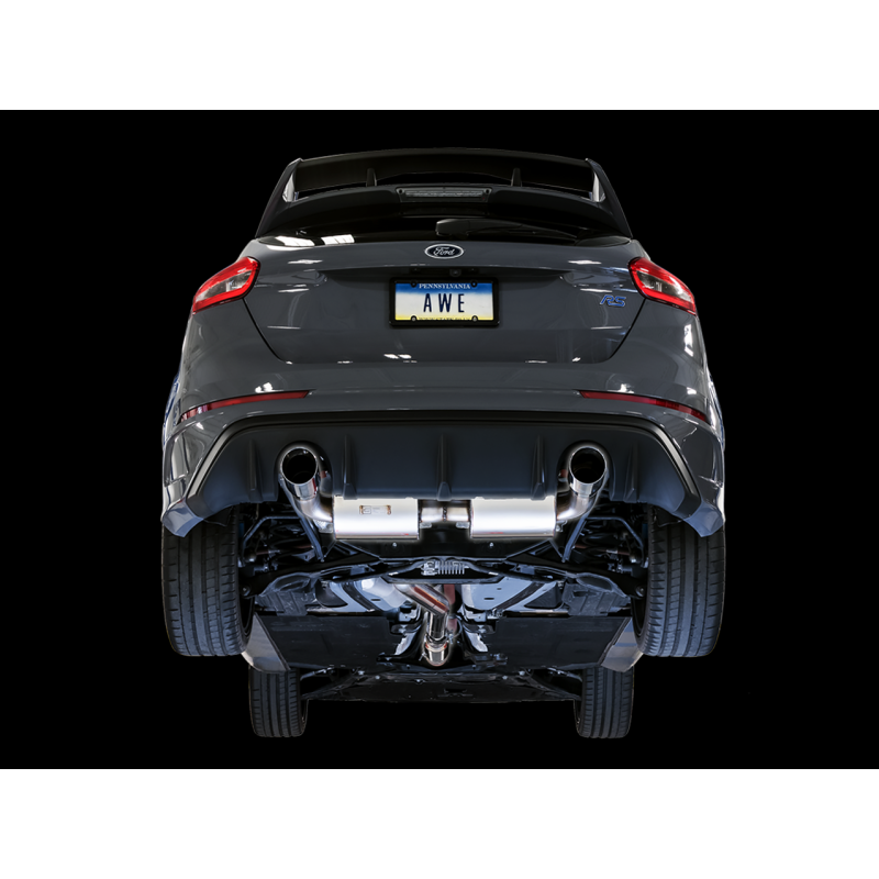 AWE Tuning Ford Focus RS Touring Edition Cat-back Exhaust- Resonated - Chrome Silver Tips