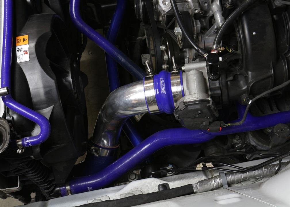 HPS Intercooler Hot Charge Pipe and Cold Side with Blue Hoses 15-17 Ford Mustang Ecoboost 2.3L Turbo, Black