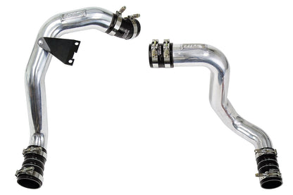 HPS Hot & Cold Side Polish Charge Pipe with Black Intercooler Boots Kit, 03-07 Ford F450 Superduty Powerstroke 6.0L Diesel Turbo 17-145P