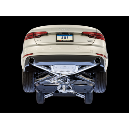 AWE Tuning Audi B9 A4 Track Edition Exhaust Dual Outlet - Chrome Silver Tips (Includes DP)