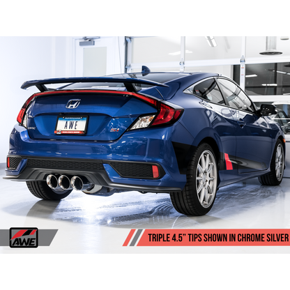 AWE Tuning 2016+ Honda Civic Si Touring Edition Exhaust w/Front Pipe & Triple Chrome Silver Tips