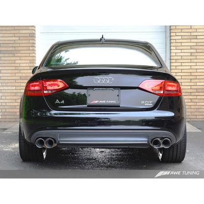AWE Tuning Audi B8 A4 Touring Edition Exhaust - Quad Tip Polished Silver Tips - Does Not Fit Cabrio