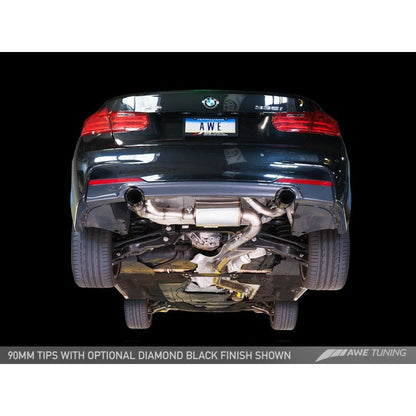 AWE Tuning BMW F3X 335i/435i Touring Edition Axle-Back Exhaust - Diamond Black Tips (102mm)