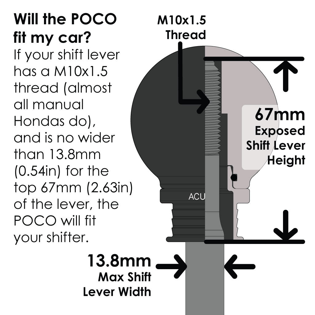 POCO Low-Profile Shift Knob in Satin Black Finish (M10X1.5)