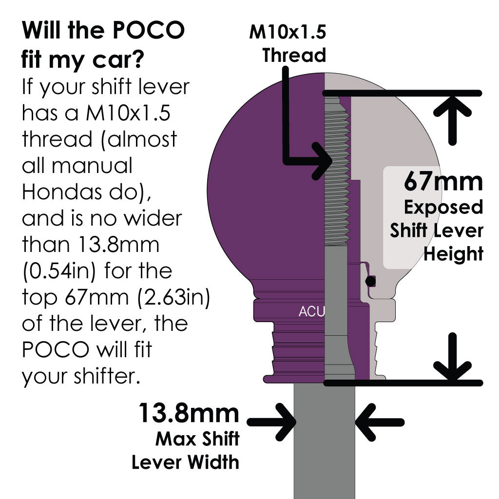POCO Low-Profile Shift Knob in Satin Purple Anodized Finish