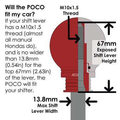 POCO Low-Profile Shift Knob in Satin Red Finish (M10X1.5)