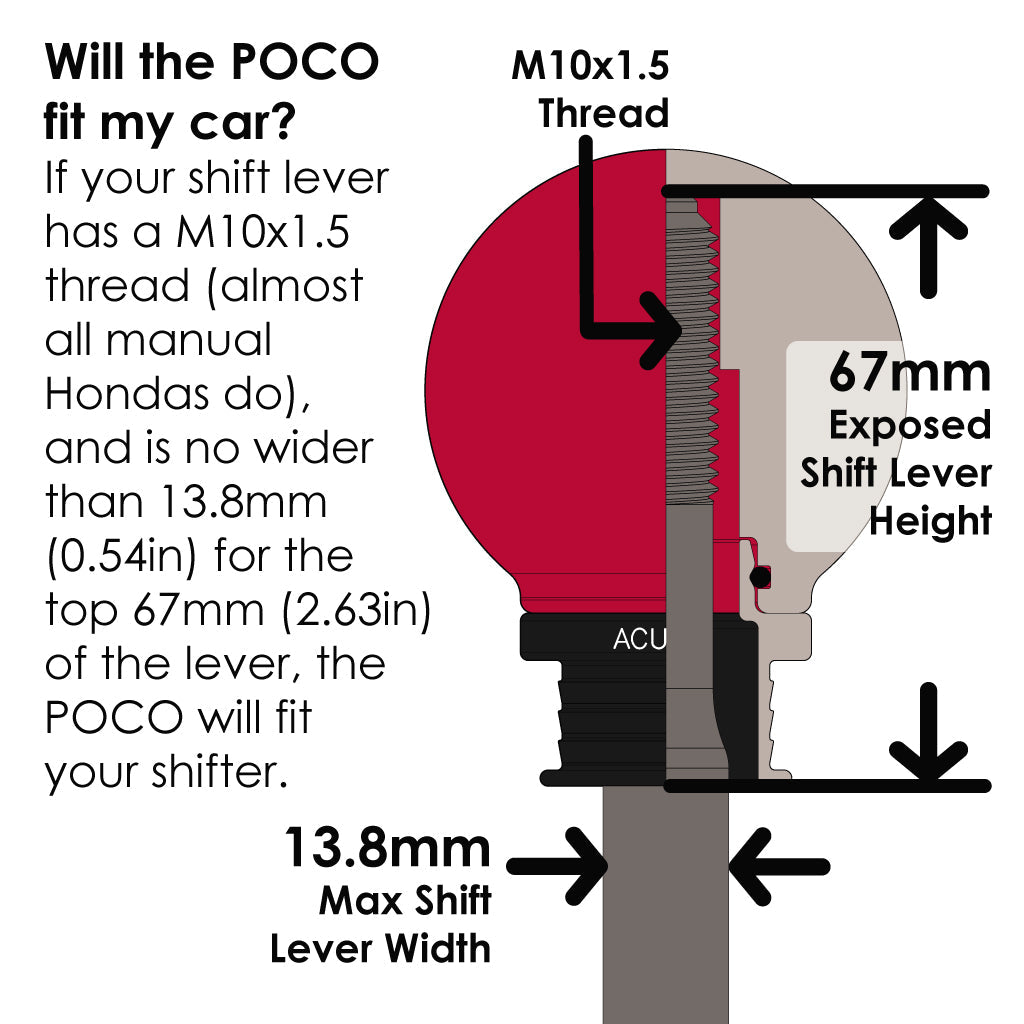 POCO Insulated Low-Profile Shift Knob in Red (M10X1.5)
