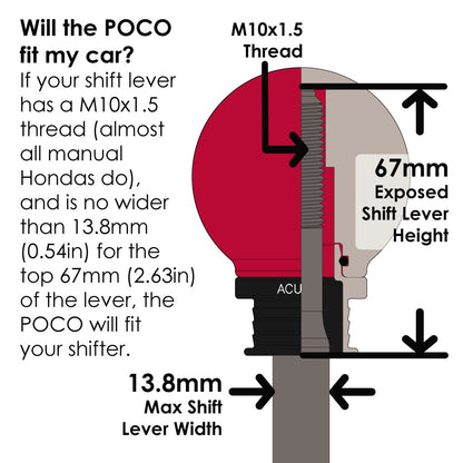 POCO Insulated Low-Profile Shift Knob in Red (M10X1.5)