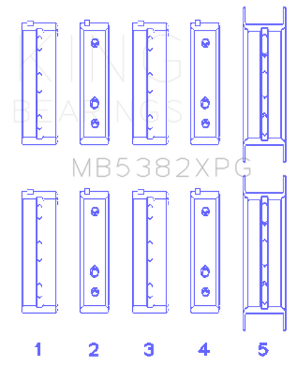 King Subaru EJ20/EJ22/EJ25 (Thrust in #5 Position) Tri-Metal Perf Main Bearing Set - Size +0.25mm