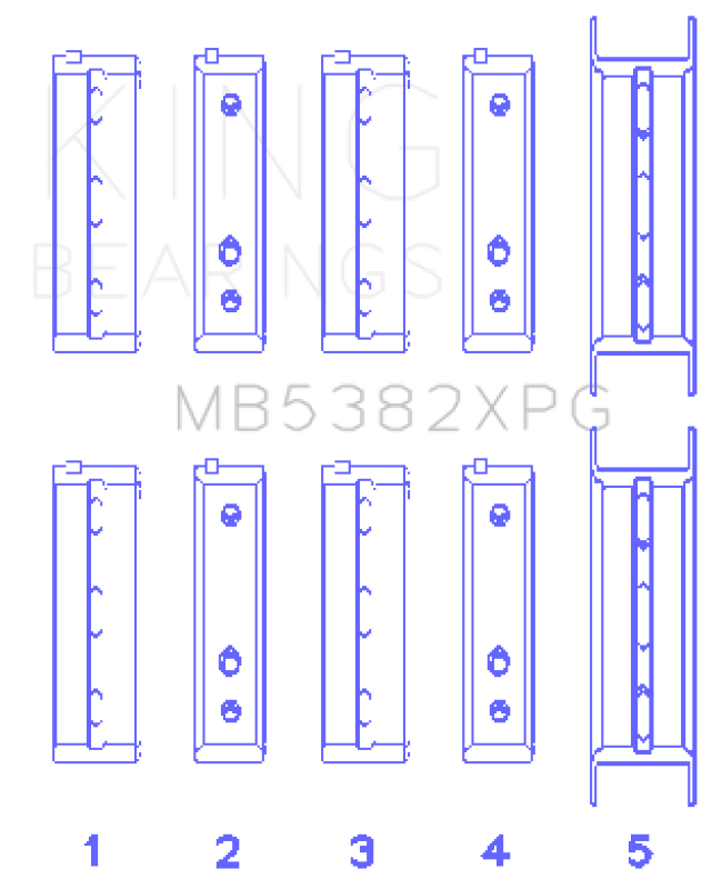 King Subaru EJ20/EJ22/EJ25 (Thrust in #5 Position) Tri-Metal Perf Main Bearing Set - Size +0.26mm