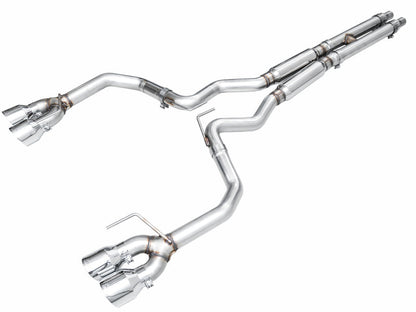 AWE 2024 Ford Mustang GT Fastback S650 RWD Track Edition Cat-Back Exhaust w/ Quad Chrome Silver Tips