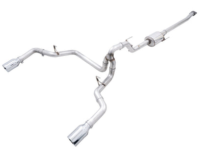 AWE Tuning 0FG 21+ Ford F150 Dual Split Rear Exhaust - 5in Chrome Silver Tips
