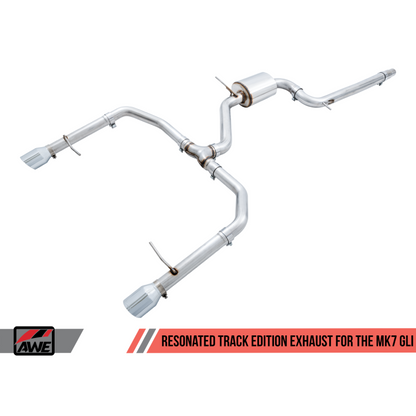AWE Tuning 18-21 Volkswagen Jetta GLI Mk7 Track Exhaust - Chrome Silver Tips (Fits High-Flow DP)