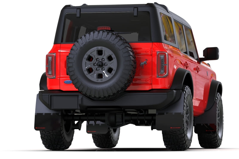 Rally Armor 21-25 Ford Bronco (Steel Bmpr - NO Rptr/Sprt - NO RR/RB) Blk Mud Flap w/Area Blue Logo