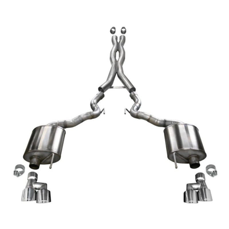 Corsa 18-20 Ford Mustang GT Convertible w/o Active Valves Sport Cat-Back w/ Polished 4in Tips
