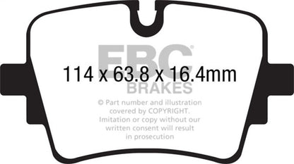 EBC 14+ Jaguar F-Type (Cast Iron Rotors Only) 5.0 Supercharged (490) Yellowstuff Rear Brake Pads