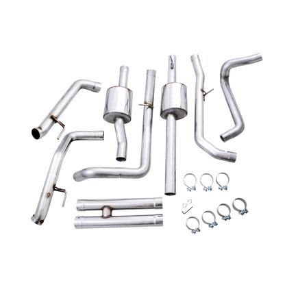 AWE Tuning 22-23 GMC Sierra 1500 AT4X 6.2L 0FG Catback Split Dual (Flat Bumper) - Bashguard(No Tips)